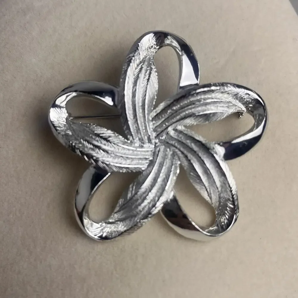 Vintage Floral Brooch Pin Lot Silver Tone Milk Glass AB Aurora Borealis Jewelry